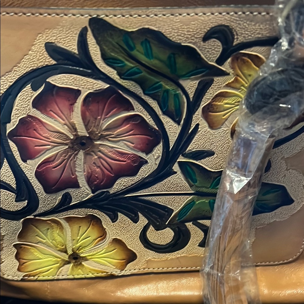 New Firenze Bella Embossed Floral Leather Bag